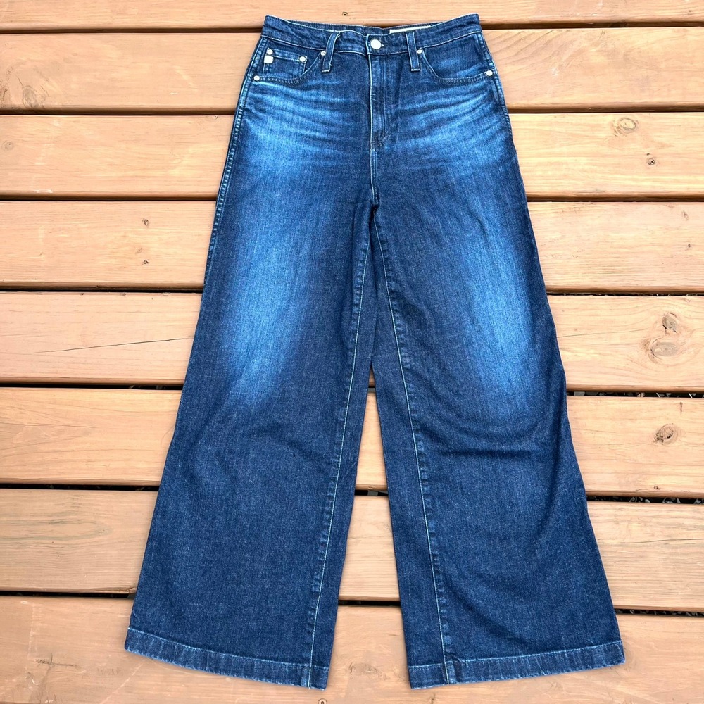 AG Adriano Goldschmied Jeans Yvette High Rise Wide Leg Ankle Dark Wash Size 28
